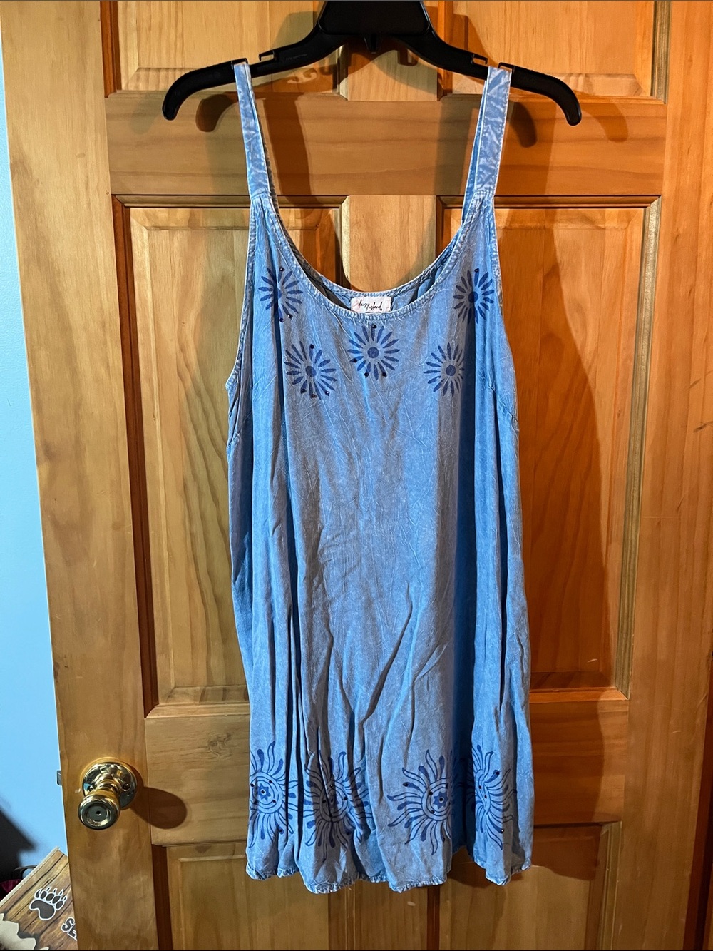 Light Blue Beaded Sun Tank Dress -  Women